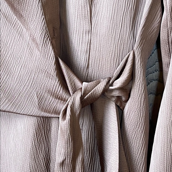 Gianni Bini Avery Long Sleeve Satin Point Collar Neck Faux Wrap Dress - Picture 3 of 13